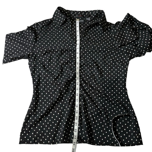 New York & Company City Stretch Polka Dot Button Up Blouse Office Workwear Sz 14 - Picture 15 of 16